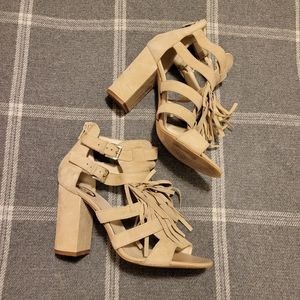 B2 Fringe Front Block Heel - Italian Leather